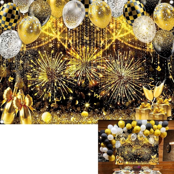 8x6FT Blue Silver Glitter Backdrop Blue and Silver Ballon Photography Background Prom New Years Wedding Birthday Party Decoration Banner Photo Supplies