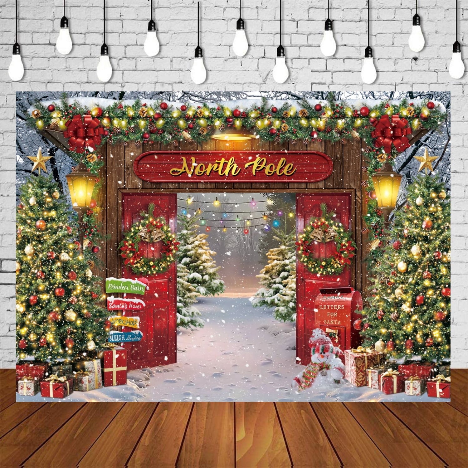 8x6FT Christmas Backdrop for Photography Winter Forest Xmas Tree North ...