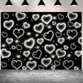 thumbnail image 1 of 8x6FT Early 2000s Backdrop for Black Heart Party Photo Backdrop Heart Sweet 17th 19th 25th 32th Women Men Happy Birthday Photography Background Selfile Wall Decor, 1 of 5