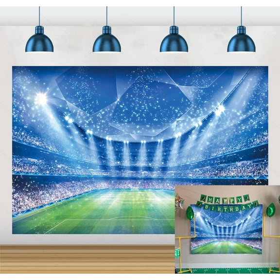 8x6FT Football Field Backdrop Soccer Field Stadium Backdrop Soccer Competition Background