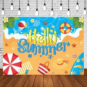 8x6FT Hello Summer Backdrop Summer Beach Luau Photo Decoration Blue Sea Sky Hawaii Tropical Background