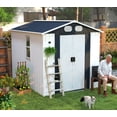 thumbnail image 1 of 8x6FT Outdoor Storage Shed, All-Weather Metal Garden Tool Shed with Lockable Doors, Air Vents, Clear Window for Backyard Garden Patio, 1 of 8