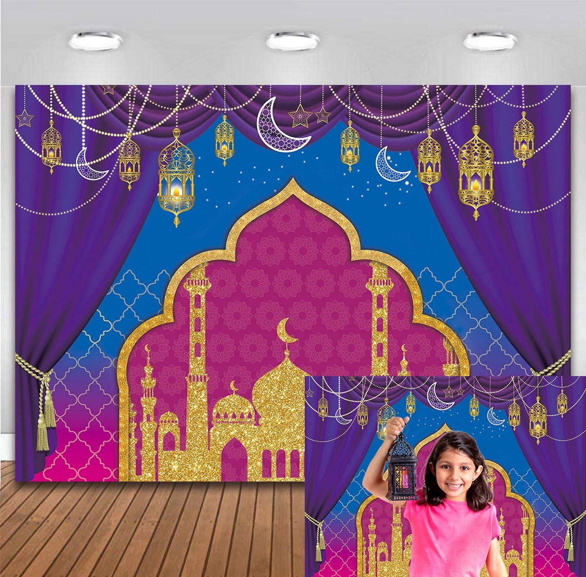 8x6FT Ramadan Backdrop Ramadan Mubarak Decorations Backdrop Purple Eid ...