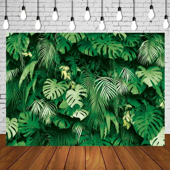8x6FT Summer Tropical Palm Leaves Backdrop Hawaiian Luau Theme Jungle Safari Plants Photo Background Party Decor Banner