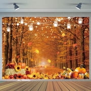 8x6FT Fall Backdrop Thanksgiving Backdrop Autumn Backdrop Fall Forest Maple Leaves Photo Background Farm Harvest Festival Party Decor Vinyl