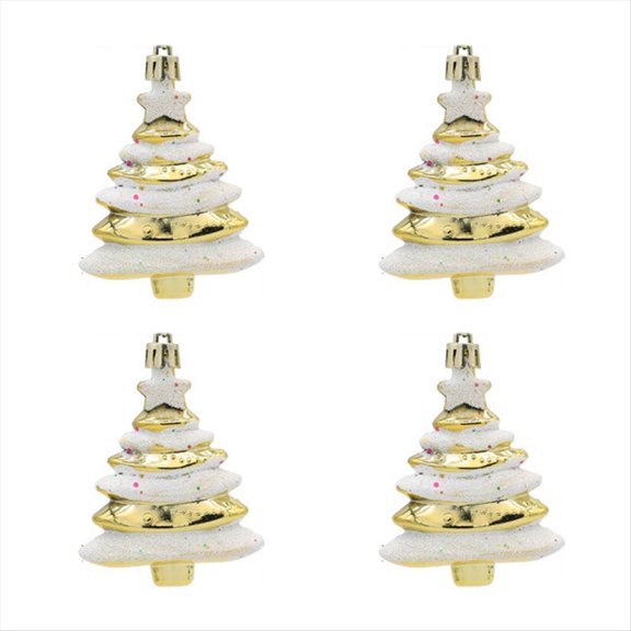 8x6cm 4 Pack Christmas Special-Shaped Christmas Tree Decoration Props Gift Plastic Painted Christmas Tree Gold,4 x Christmas tree decoration,Gold