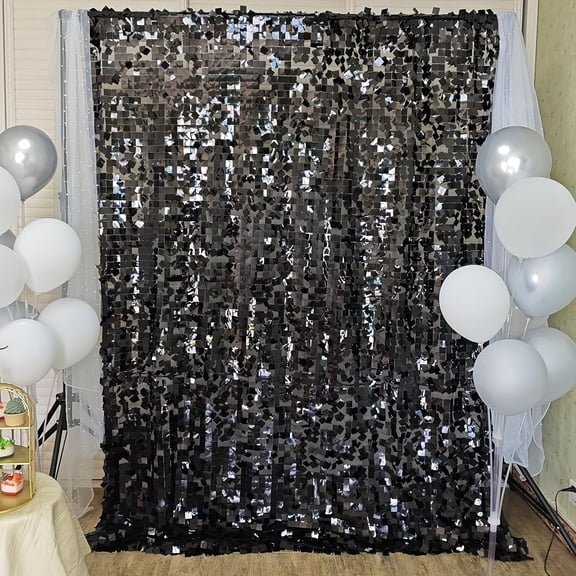 8x6ft Big Sequin Backdrop Curtain, 25mm Shimmering Photo Background for Halloween Christmas Party, Wedding, Holiday Decor, Reusable Glamorous Decorative Curtain