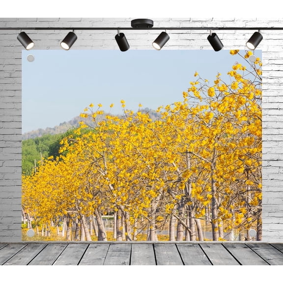 8x6ft Floral Backdrop Yellow Blossom Tree Grove Photo Backdrop Garden Background Decoration Banner for Theme Party Wedding Birthday Baby Shower Photo Booth Studio Props