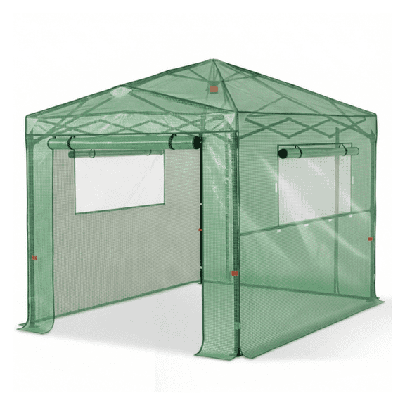 8x6ft Greenhouse Shed, Foldable PE Mesh Greenhouse, Plastic Sprayed Iron Pipe Plant Grow Tent, Portable Gardening Greenhouse for Outdoor Garden