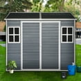 8x6ft Outdoor Resin Garden Storage Shed with Floor and 2 Windows