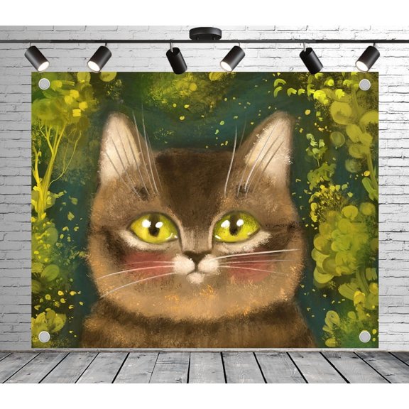 8x6ft Patterned Backdrop Hand Drawn Cat Photo Backdrop Decoration Banner for Theme Party Wedding Birthday Baby Shower Photo Booth Studio Props