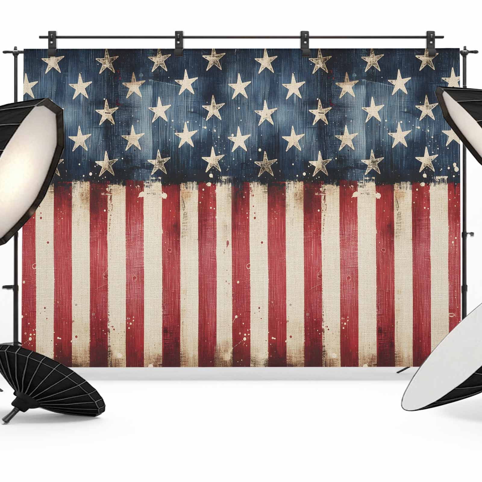 8x6ft Photo Backdrop, American Flag Soft Polyester Backdrop Curtains ...