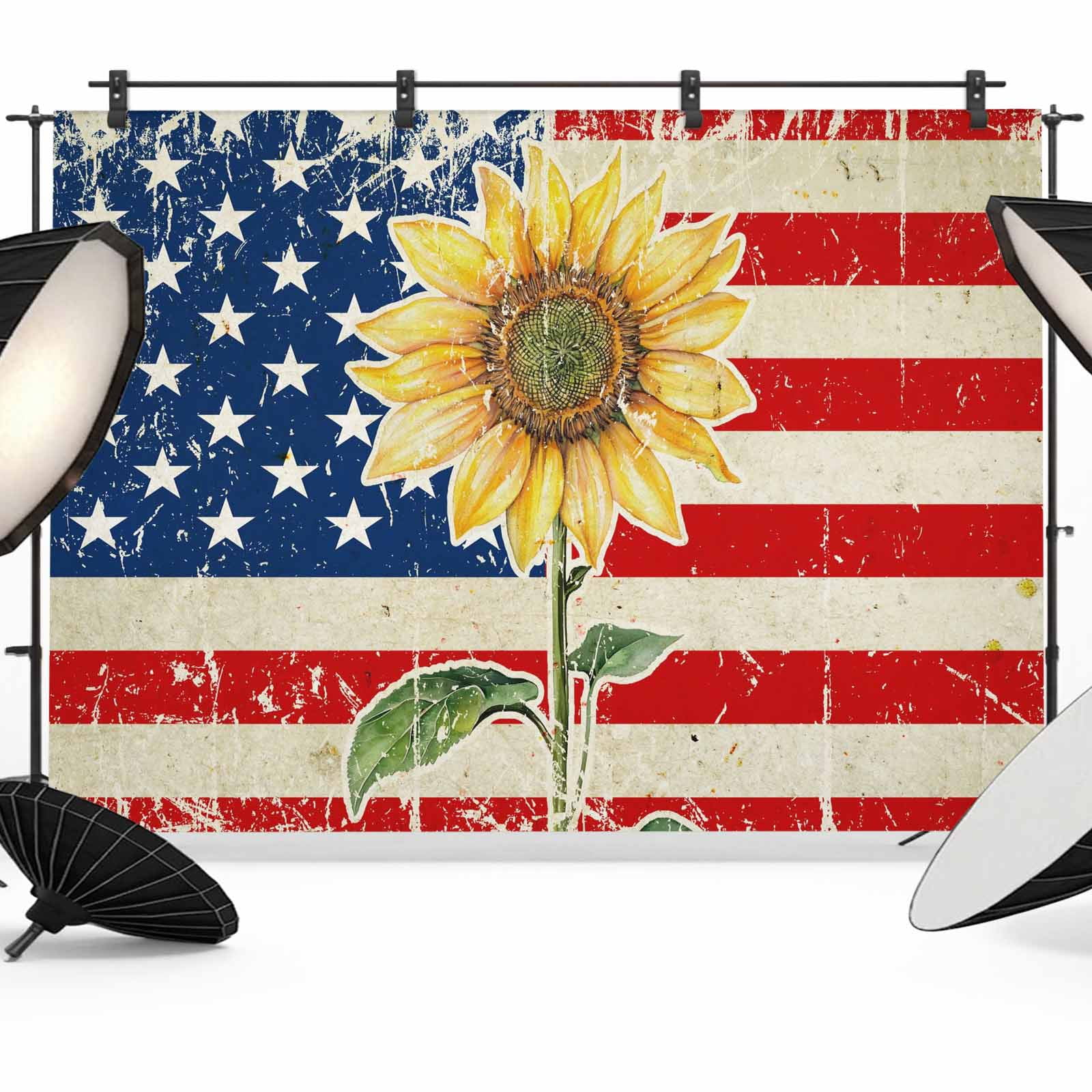 8x6ft Photo Backdrop, American Flag Soft Polyester Backdrop Curtains ...