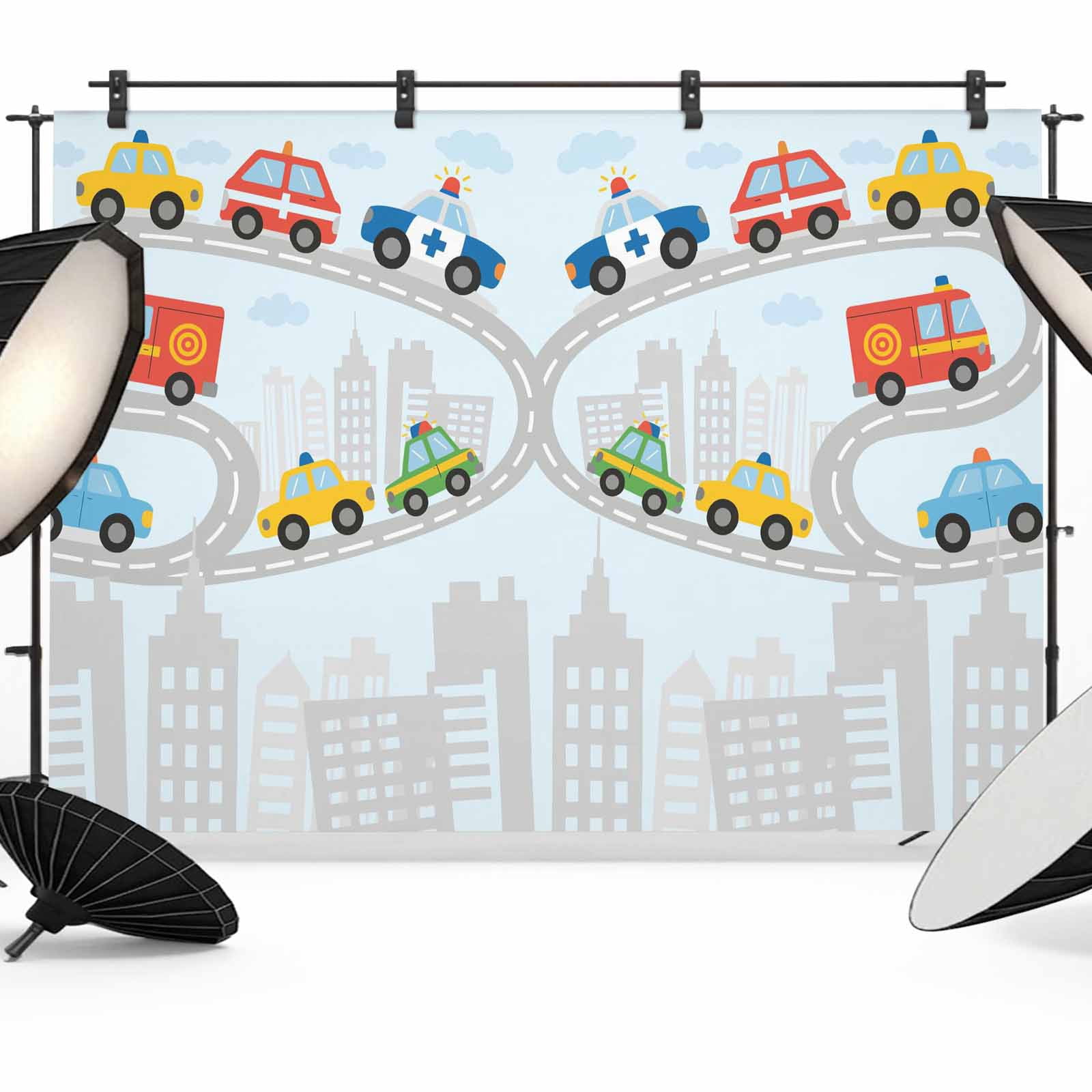Photo Backdrops Auto Frame 8x6ft Photo Backdrop, Blue Childlike Fun Soft Polyester Backdrop ...