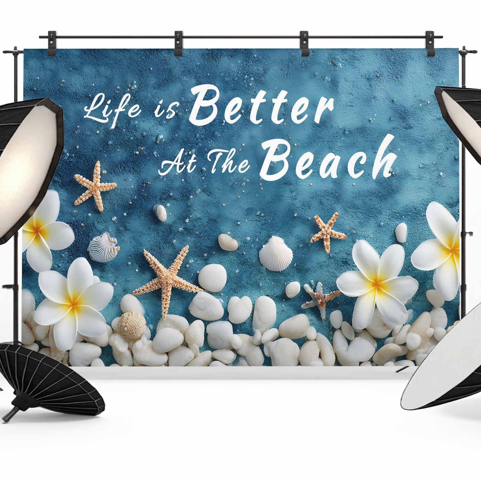 10x8ft photo backdrop, starfish coastal soft polyester... 8x6ft Photo Backdrop, Blue Coastal Beach Soft Polyester Backdrop ...