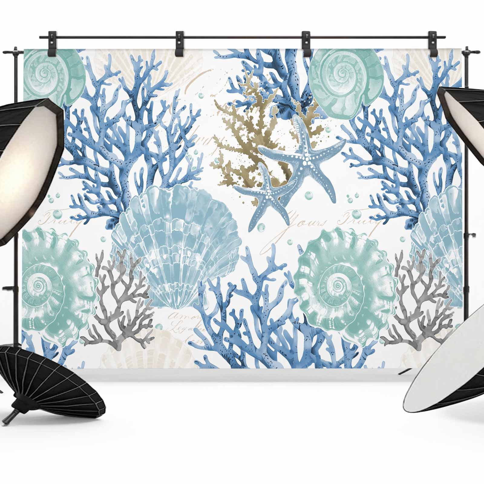 10x8ft photo backdrop, starfish coastal soft polyester... 8x6ft Photo Backdrop, Blue Teal Coastal Soft Polyester Backdrop ...