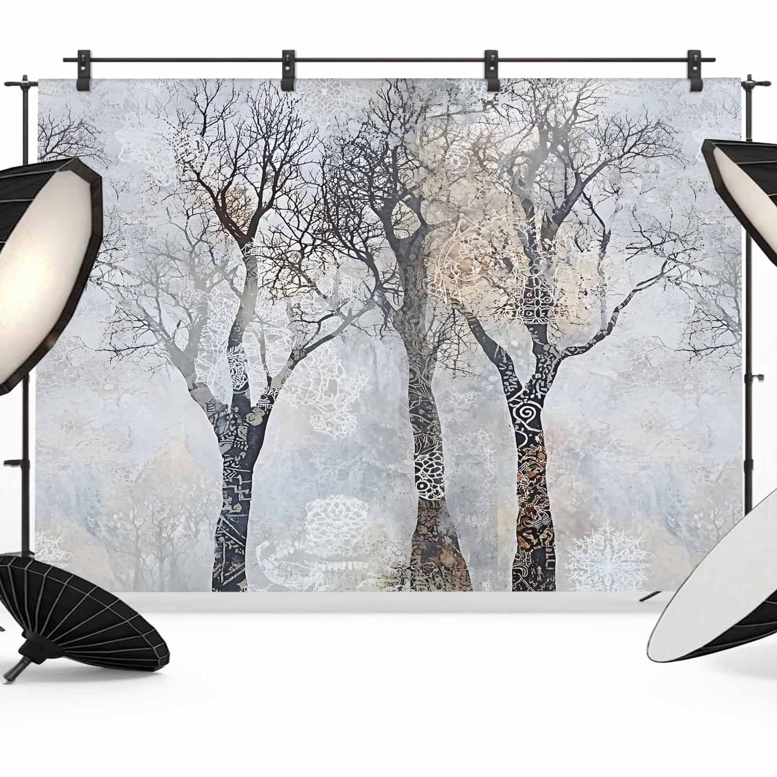 8x6ft Photo Backdrop, Boho Grey Tree Soft Polyester Backdrop Curtains ...