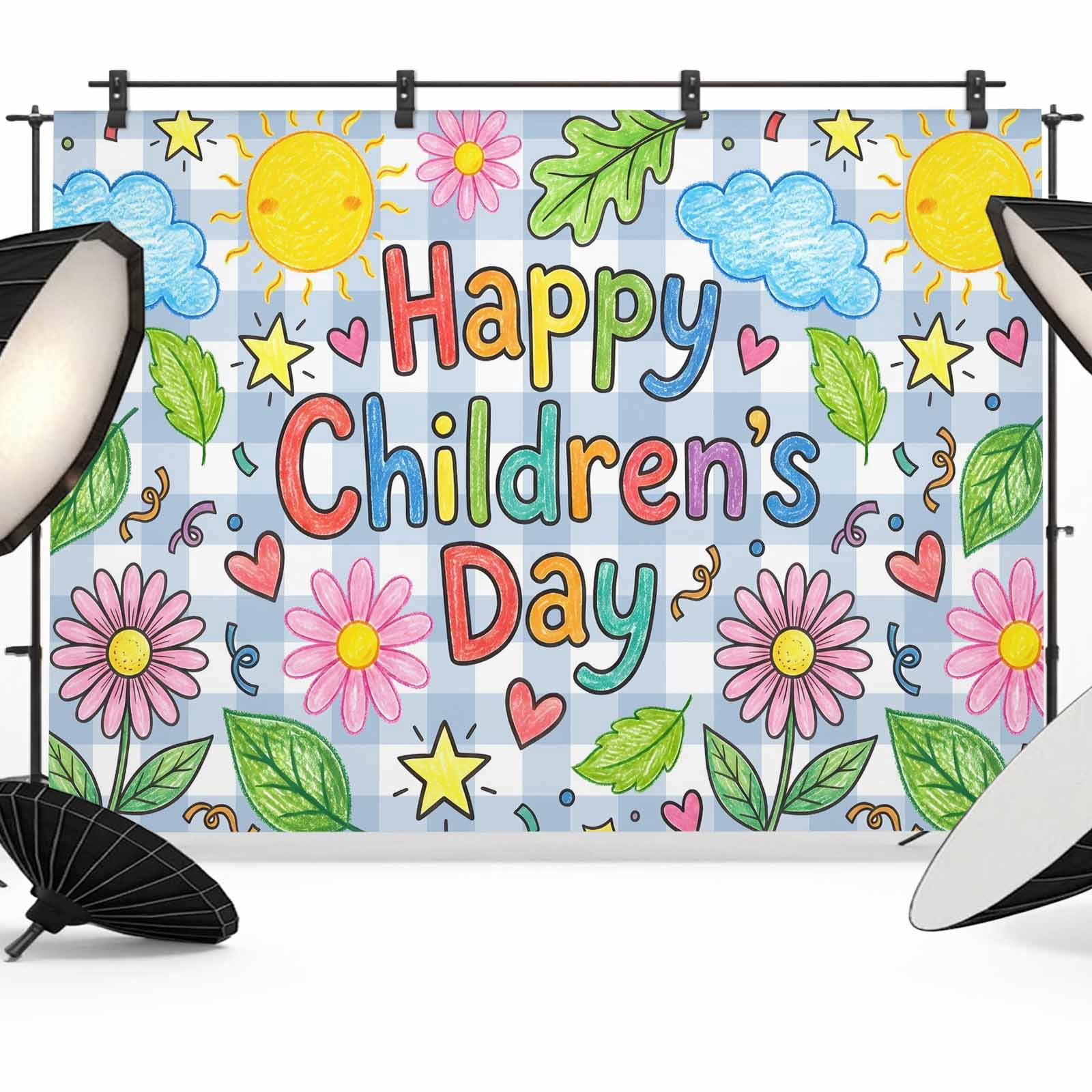8x6ft Photo Backdrop, Children's Day Soft Polyester Backdrop Curtains ...