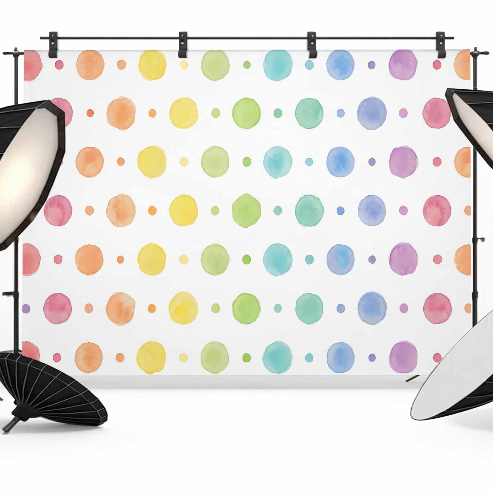 8x6ft Photo Backdrop, Colorful Polka Dot Soft Polyester Backdrop ...