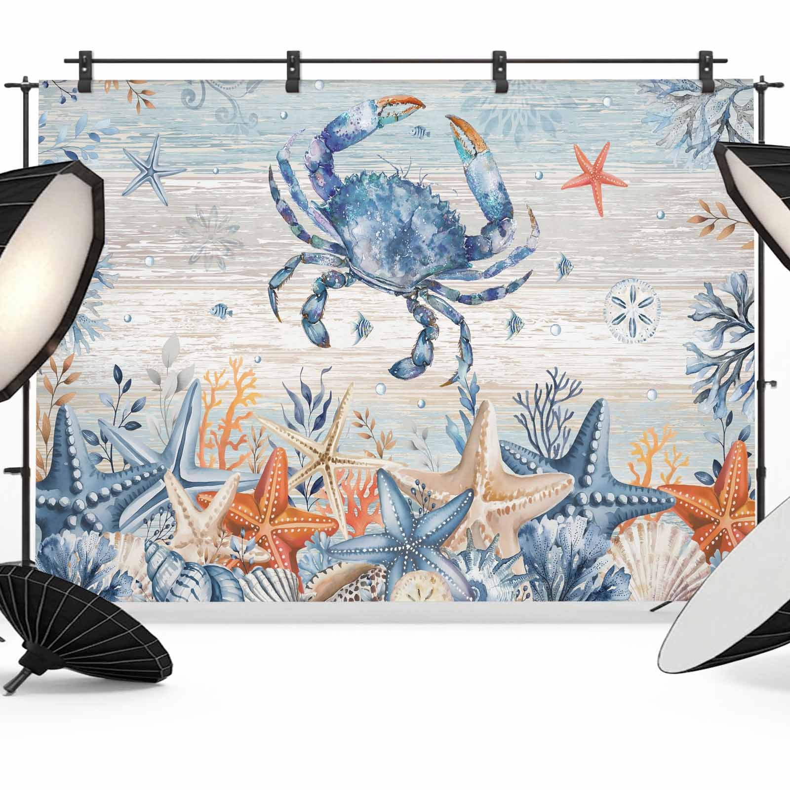 10x8ft photo backdrop, starfish coastal soft polyester... 8x6ft Photo Backdrop, Crab Coastal Soft Polyester Backdrop Curtains ...