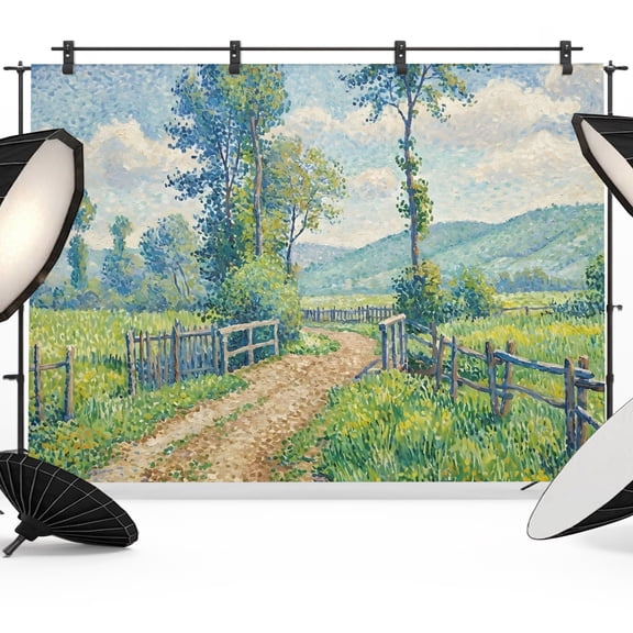 8x6ft Photo Backdrop, Farmhouse Art Soft Polyester Backdrop Curtains Photography Backdrops, Green Botanical Spring Floral Pastoral Brushed Background for Photoshoots Studio Video Portrait Parties