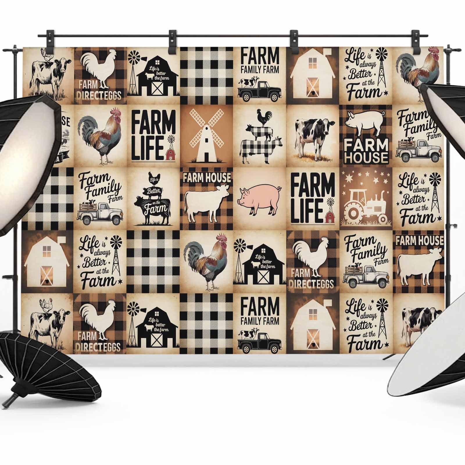 Chekered Backdrops 8x6ft Photo Backdrop, Farmhouse Checkered Soft Polyester Backdrop ...