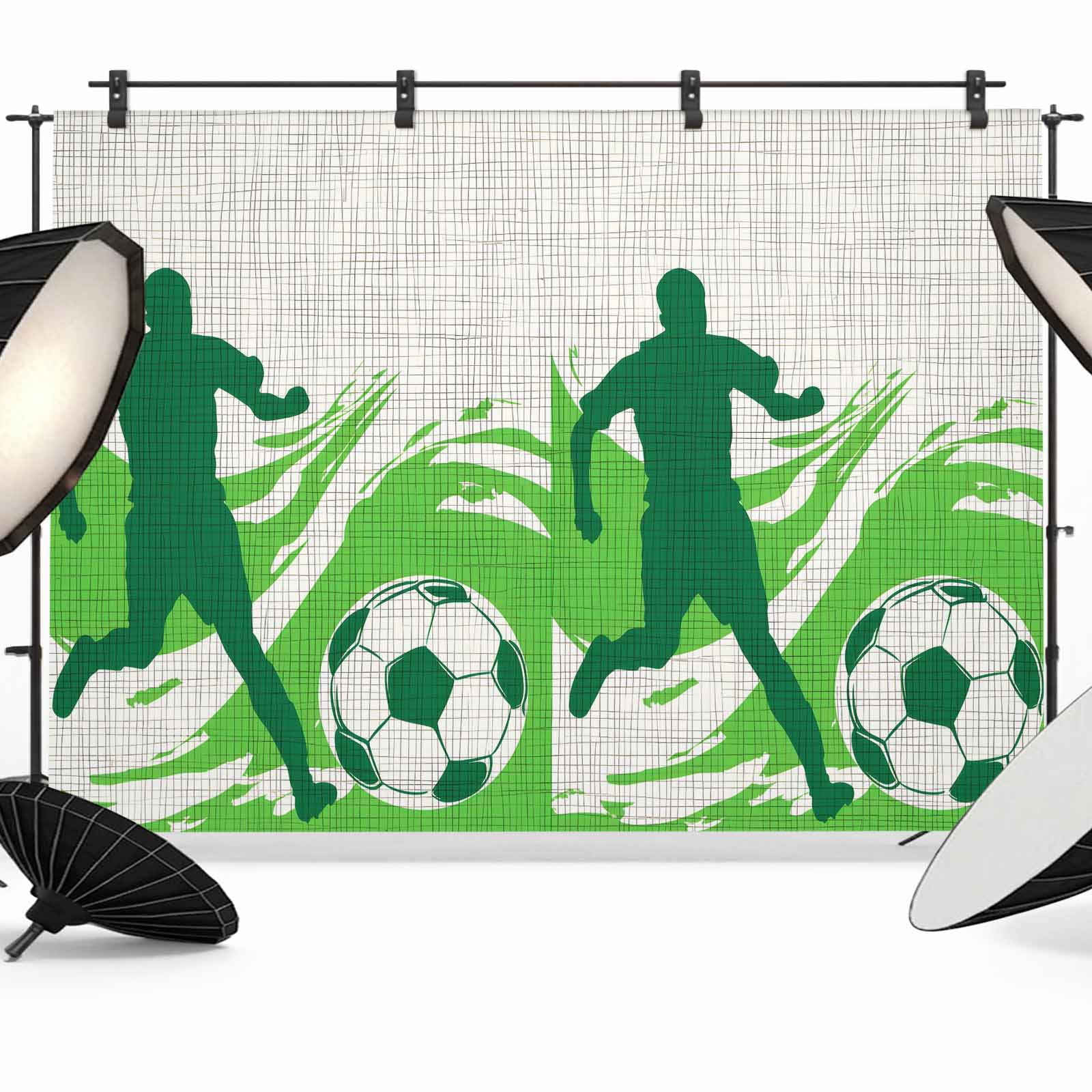 8x6ft Photo Backdrop, Green Football Soft Polyester Backdrop Curtains ...