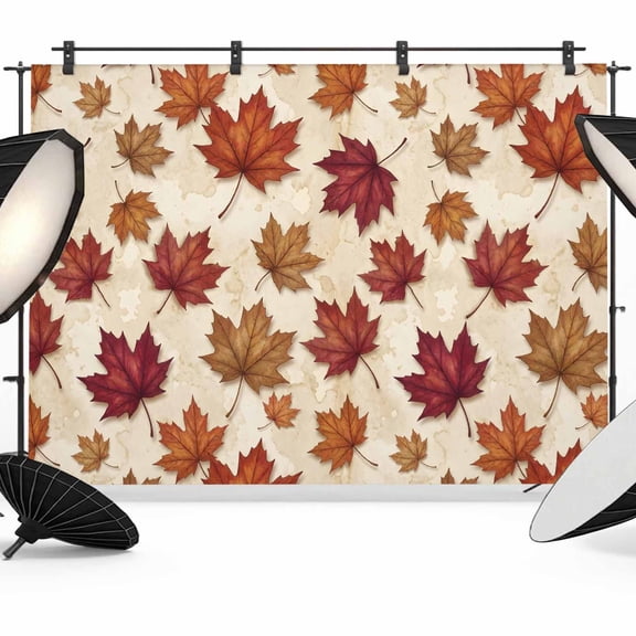 8x6ft Photo Backdrop, Maple Leaves Soft Polyester Backdrop Curtains Photography Backdrops, Botanical Falling Leaves Rustic Harvest Brushed Background for Photoshoots Studio Video Portrait Parties