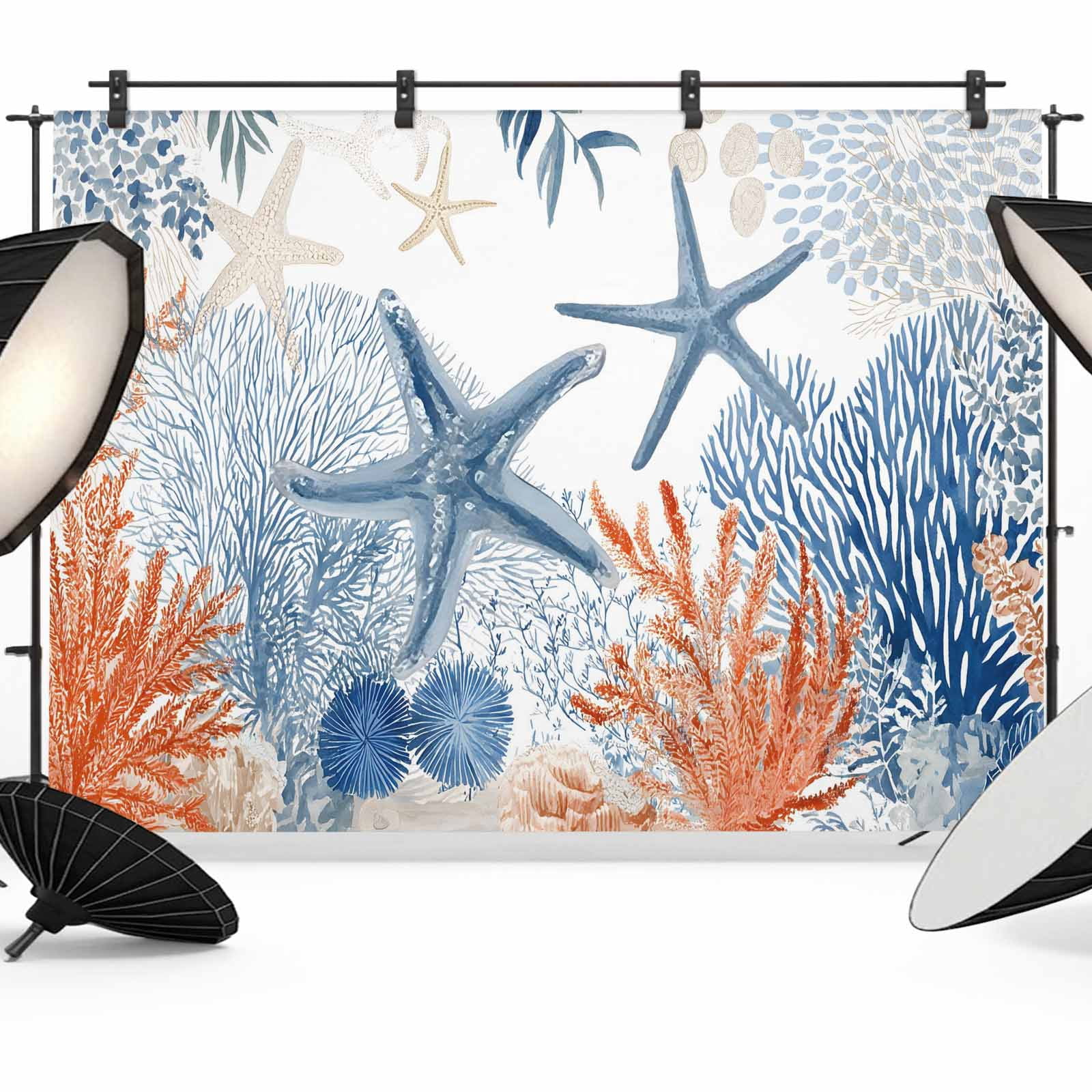 10x8ft photo backdrop, starfish coastal soft polyester... 8x6ft Photo Backdrop, Navy Blue Coastal Soft Polyester Backdrop ...