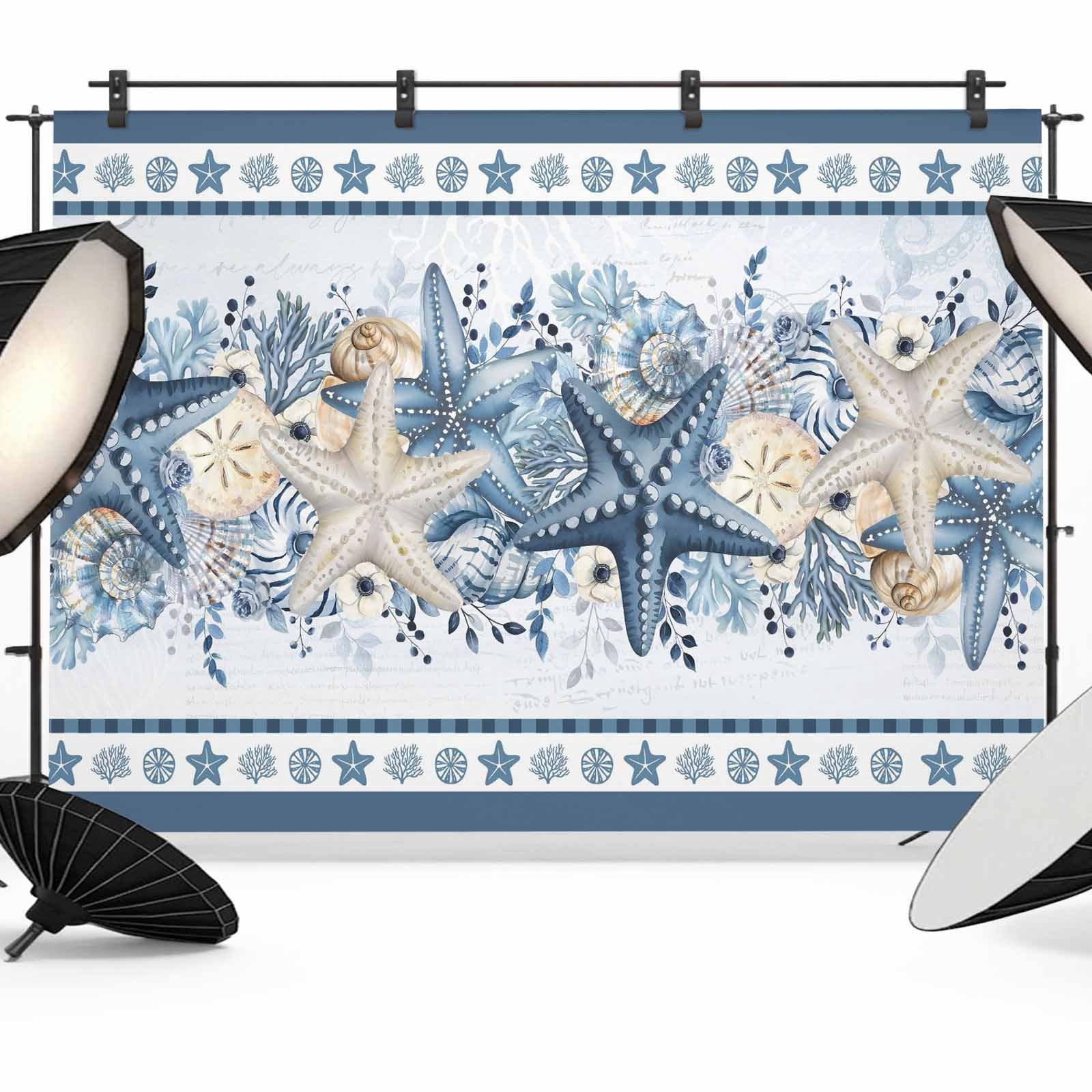 10x8ft photo backdrop, starfish coastal soft polyester... 8x6ft Photo Backdrop, Navy Blue Starfish Coastal Soft Polyester ...