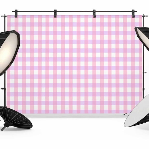 8x6ft Photo Backdrop, Pink Grid Soft Polyester Backdrop Curtains Photography Backdrops, Checkered Plaid Gingham Lattice Trellis Print Brushed Background for Photoshoots Studio Video Portrait Parties