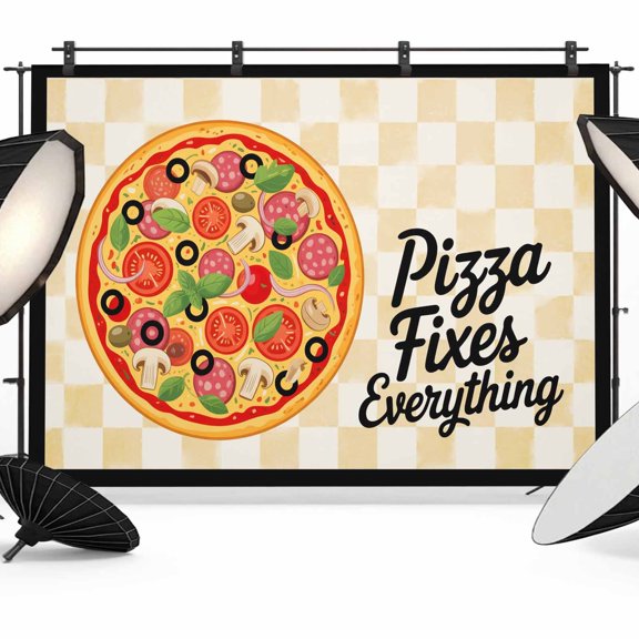 8x6ft Photo Backdrop, Pizza Soft Polyester Backdrop Curtains Photography Backdrops, Watercolor Yellow Plaid Checkered Brushed Background for Photoshoots Studio Video Portrait Parties