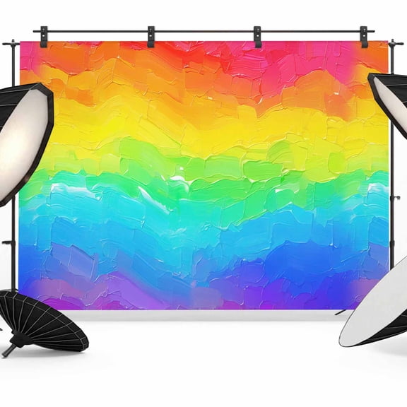 8x6ft Photo Backdrop, Rainbow Oil Painting Soft Polyester Backdrop Curtains Photography Backdrops, Watercolor Colorful Abstract Art Brushed Background for Photoshoots Studio Video Portrait Parties