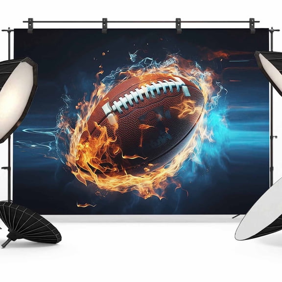 8x6ft Photo Backdrop, Rugby Soft Polyester Backdrop Curtains Photography Backdrops, Football Flame Modern Abstract Art Brushed Background for Photoshoots Studio Video Portrait Parties