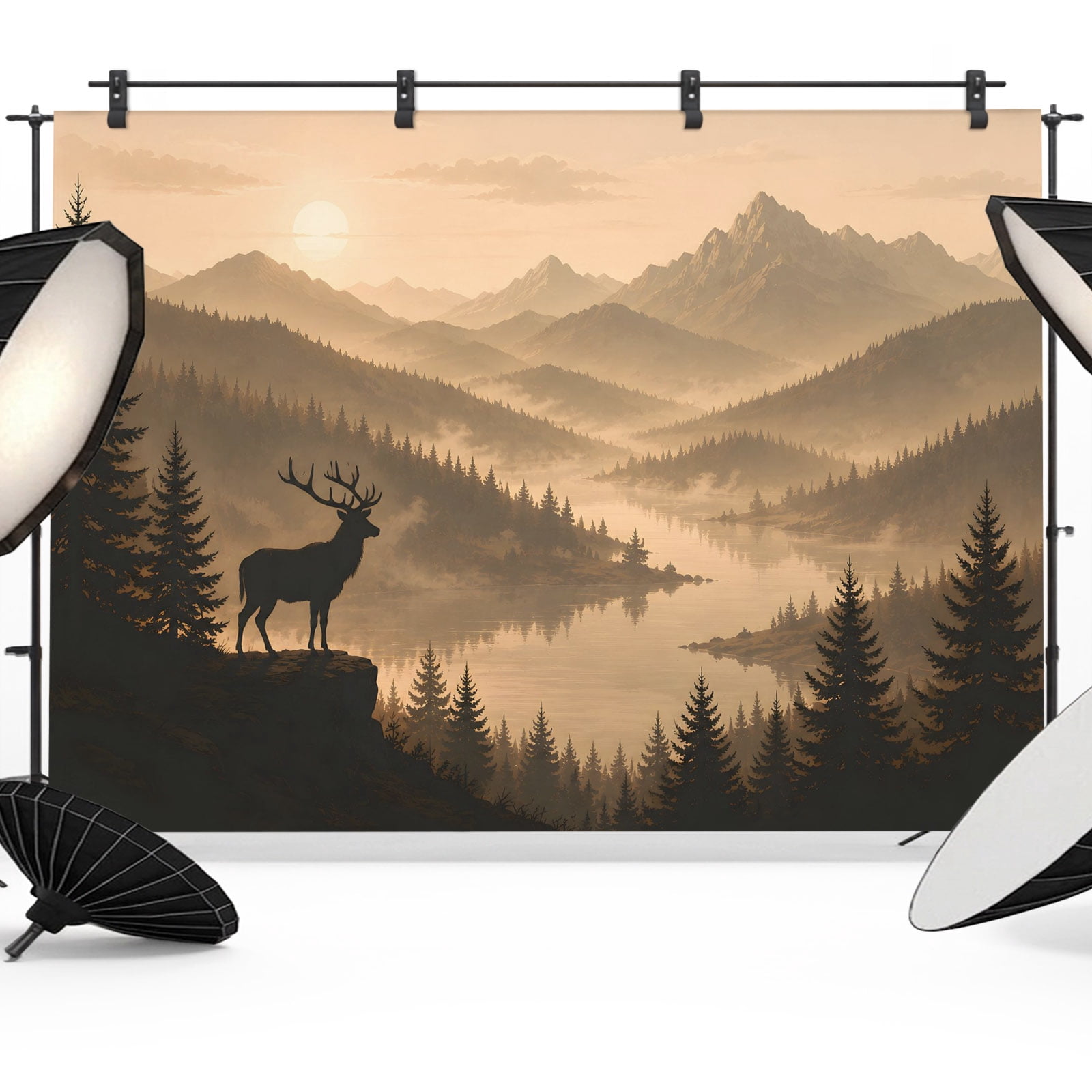 8x6ft Photo Backdrop, Sunset Forest Landscape Soft Polyester Backdrop ...