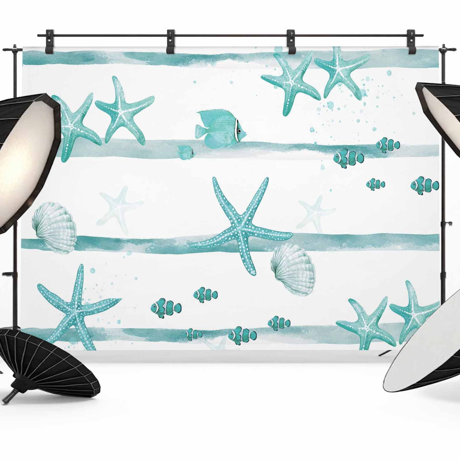 10x8ft photo backdrop, starfish coastal soft polyester... 8x6ft Photo Backdrop, Teal Green Coastal Starfish Soft Polyester ...