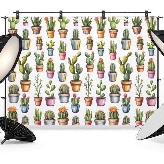 Cactus Computer Backdrops 8x6ft Photo Backdrop, Tropical Cactus Soft Polyester Backdrop Curtains ...