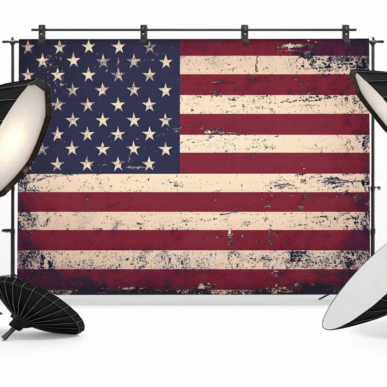 8x6ft Photo Backdrop, Vintage American Flag Soft Polyester Backdrop ...