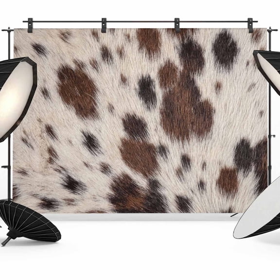 8x6ft Photo Backdrop, Western Cow Print Soft Polyester Backdrop Curtains Photography Backdrops, Farmhouse Rustic Cowhide Fur Brown Brushed Background for Photoshoots Studio Video Portrait Parties