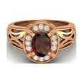thumbnail image 1 of 8x6mm Oval Garnet 925 Sterling Silver Rose Vermeil Filigree Celtic Women Valentines Day Gifts Ring, 1 of 4