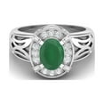 thumbnail image 1 of 8x6mm Oval Green Onyx 925 Sterling Silver Filigree Celtic Women Valentines Day Gifts Ring, 1 of 4