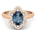 thumbnail image 1 of Mooneye 8x6mm Oval London Blue Topaz 925 Sterling Silver Rose Plated Engagement Women Ring, 1 of 4