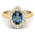 thumbnail image 1 of 8x6mm Oval London Blue Topaz 925 Silver Yellow Plated Engagement Women Valentines Day Gifts Ring, 1 of 4