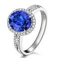 thumbnail image 1 of 8x6mm Oval Shape 2 Carat Beautiful Blue Sapphire And Moissanite Diamond Halo Engagement Ring for Her in 10k White Gold, 1 of 2