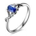 thumbnail image 1 of 8x6mm Oval Shape Blue Sapphire 1.50 Carat And Moissanite Engagement Ring on 10k White Gold, 1 of 5