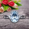 thumbnail image 1 of 8x6mm Oval Shape Gemstone Promise Ring 1.75 Carat Aquamarine Engagement Ring Anniversary Gift On 10k Rose Gold Art Deco, 1 of 5