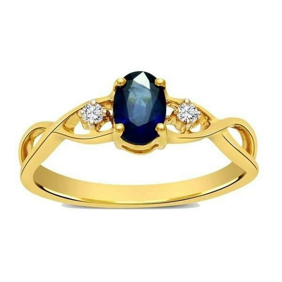 8x6mm Oval Shape Graceful Sapphire And Infinity Ring Moissanite Diamond Engagement ring 1.50 Carat on 10k Yellow Gold