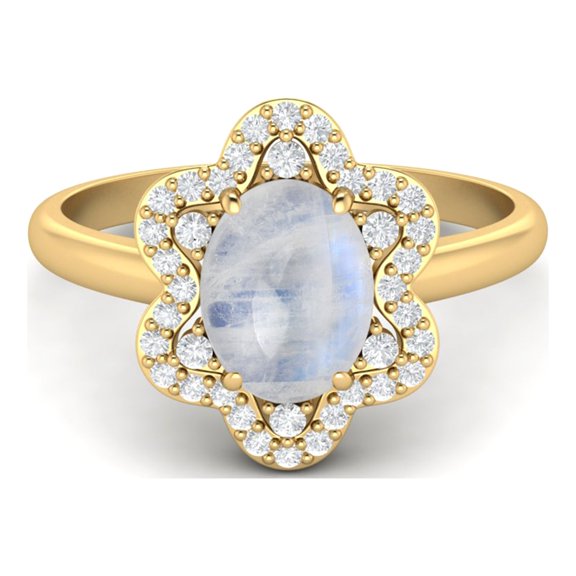 8x6mm Oval Shape Rainbow 925 Silver Yellow Plated Engagement Women Mother's Day Gift Ring