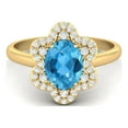 thumbnail image 1 of 8x6mm Oval Swiss Blue Topaz 925 Silver Yellow Plated Engagement Women Mother's Day Gift Ring, 1 of 4