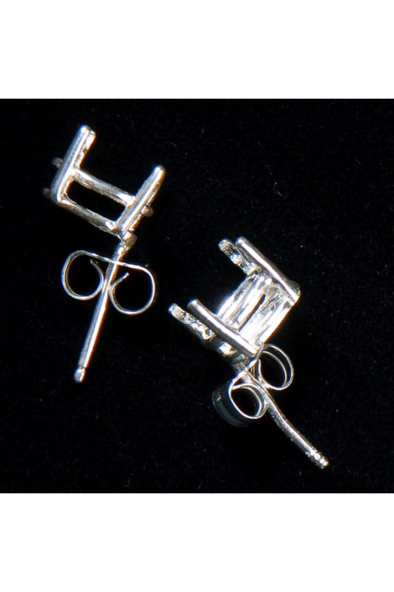 8x6mm Sterling Silver Wire Basket Oval Stud Earring Setting for Faceted Gemstone - Pack of 2